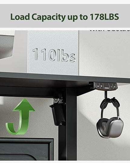 Agilestic L Shaped Standing Desk Adjustable Height, Electric Corner Standing Desk, 63 x 55 inch Sit Stand Computer Table with Splice Board, Gaming Table, Black