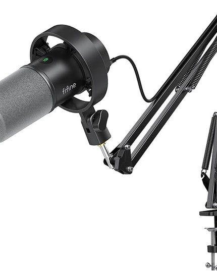 FIFINE K688 Podcast Microphone Kit, USB/XLR Dynamic Microphone with Boom Arm for PC/XLR Mixer, Gaming Mic with Mute Button, Headphone Jack for Vocal, Voice-Over, Streaming, Music Recording -K688CT
