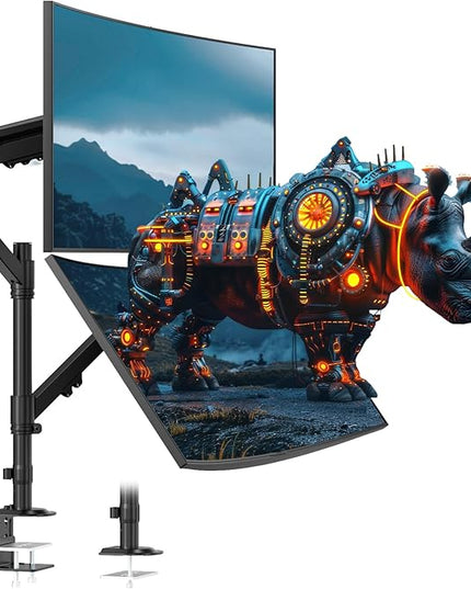 Dual Monitor Mount for 17 to 40 inches, Holds up to 26.4 lbs, Monitor Desk Arms for 2 Monitors Vertical/Parallel Placement, with Clamp/Grommet Base, VESA Mount 75/100 mm