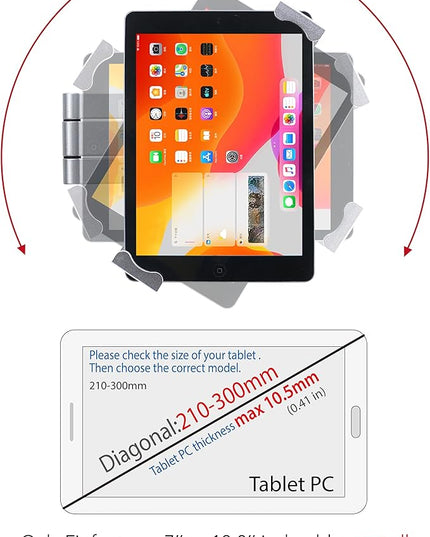 Tablet Wall Mount Holder with fold,Extend Adjustable Arm Swivel &Anti Theft Security Lock &Key, Multi Angle,Bracket for Most 7 to10.8 Inch,for iPad 10.9&11,Galaxy tab,& More(Silver)