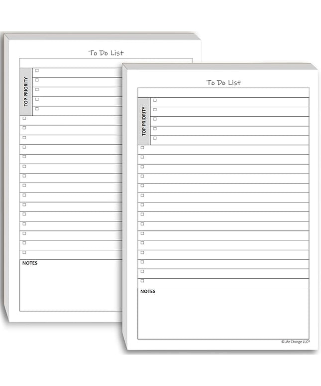 TO DO List Notepads (2 Pack, 50 Pages Each) Planner Pads. ToDo Checklist w/Priority & Note Sections. Organize & Track Projects, Clients or Daily Tasks. 5.5 X 8.5, A5 Sheets. Made in the USA.