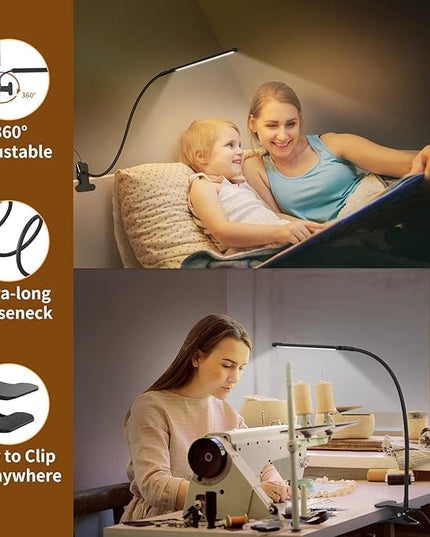 iZELL Book Light, LED Reading Light Clip On [3 Color Modes & 10 Brightness Levels] Flexible Gooseneck Book Lamp for Kids Reading in Bed at Night, Clip to Bedside Table, Headboard or Dorm