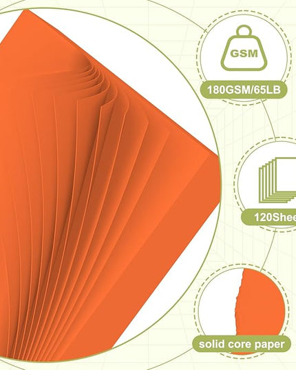 120 Sheets Cardstock 8.5x11, 65lb Orange Red Card Stock, Construction Paper, 180gsm Thick Printer Paper for Printing, Painting, Card Making, Kids School Supplies,Party Decorations