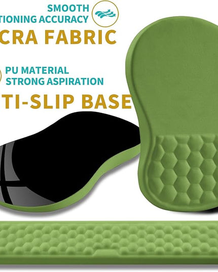 Hokafenle 2 in 1 Ergonomic Mouse Pad Wrist Support & Wrist Rest for Computer Keyboard Set, with Relieve Carpal Tunnel Pain Massage Bulge and Full Memory Gel Design (2In1 Set, Grass Green)