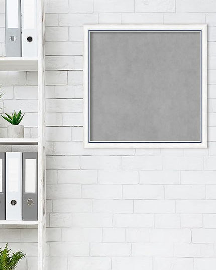 Amanti Art White Framed Magnetic Board 22x22 Medium Vision Board for use with Magnets, 100% Metal Sheet to Display Items as Office Decor or for Home Organization in mudroom, Kitchen or Kids Room