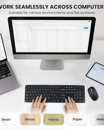 Wireless Bluetooth Mouse,USB+BT×2,Multi Device Ergo Full Size Mouses-big Hand,Metal 4-Way Super Scrolling,± 3000 DPI,10 Buttons,Plug&Play,Quiet,w/ 2 Batteries,Mice for Laptop,Computer,Tablet,Mac,iPad