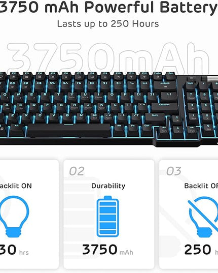 RK ROYAL KLUDGE RK96 90% 96 Keys BT5.0/2.4G/USB-C Hot Swappable Mechanical Keyboard, Wireless Mechanical Keyboard with Magnetic Wrist Rest, Blue Backlight (Blue Switch)