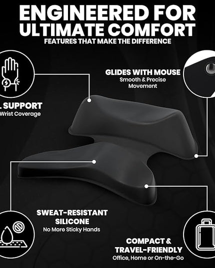 Ergonomic Wrist Rest for Mouse - Desk Mouse Pad Wrist Support, Smooth-Glide, Comfortable Curved Design for Gaming, Office, or Home Use - Black