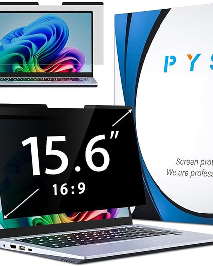 PYS Magnetic Laptop Privacy Screen Filter 15.6 Inch 16:9 - Detachable Computer Screen Privacy Shield, Anti-Glare Blue Light, Removable 15.6" Screen Protector for Lenovo, HP, Dell, Acer, ASUS