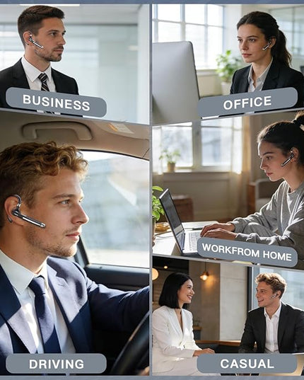 Boytond Bluetooth Headset V5.4,100 Hrs Talk Time Single-Ear Earphone,CVC8.0 Noise Cancelling Earpiece,Wireless Headset with Mic for Work,Driving Headset for Android, iOS, Laptop, Office, Truck Driver