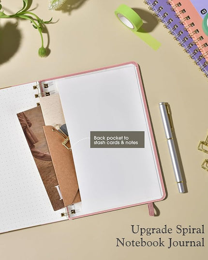 Dotted Spiral Journal Notebook, A5 Hardcover Spiral Journals for Women Men, 100 GSM Dot Grid Paper Notebooks, 150 Pages Spiral Bullet Dotted Notebook for Writing Note Taking 5.75" x 8.38", Blush Pink