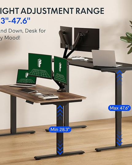 FLEXISPOT 63x28 Inch Large Dual Motor Electric Standing Desk, Black Walnut - 198 lbs Heavy-Duty Capacity, Ideal for Home Office, Creative Studio, or Multi-Monitor Setup