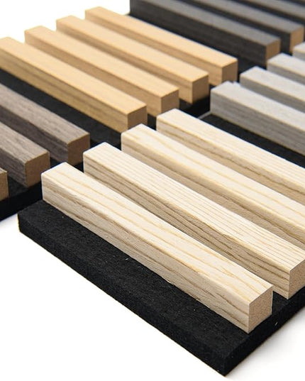 Art3d 5-Pack Sample Acoustic Wood Panels for Wall, Soundproof Wood Slat Panel for Wall and Ceiling - 5 Colors, 6" x 4.7"
