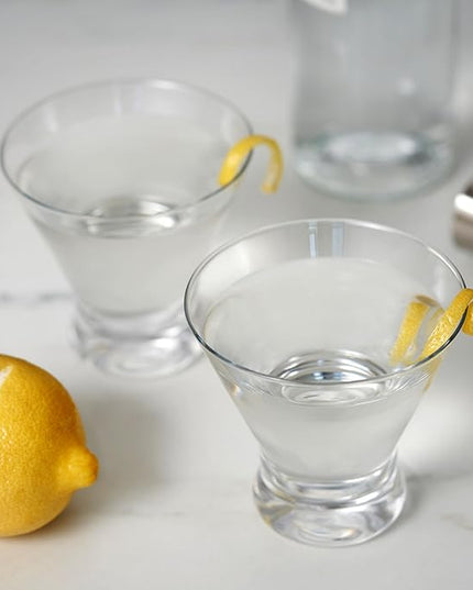 True Stemless Martini Glasses, Set of 4, 8 oz Modern Cocktail Glasses for Martinis, Manhattans, Cosmopolitans, Cocktail Glass Set, Dishwasher Safe, 8 oz, Set of 4