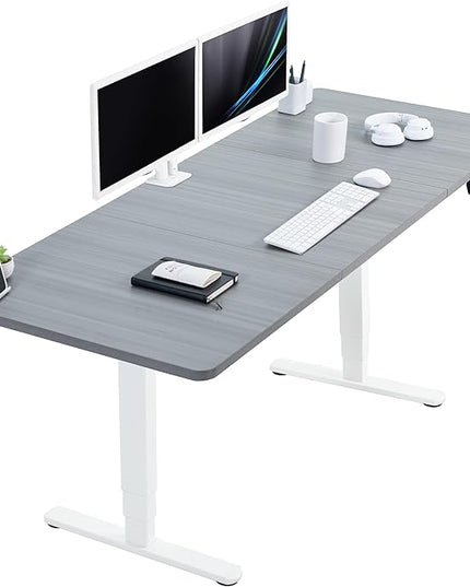 VIVO Electric 71 x 30 in Dual Motor Sit Stand Desk, Memory Height Adjustment, 2B Series, Dark Gray Top White Frame, DESK-KIT-2W7G