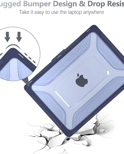 Batianda Extreme Heavy Duty Case for New MacBook Air 13.6 inch 2025 M4 2024 2022 A3240 A3113 A2681 - Anti-Slip Rubberized Stand (Holds 25lbs) Honeycomb Exoskeleton Max Cooling & Stability - Navy Blue