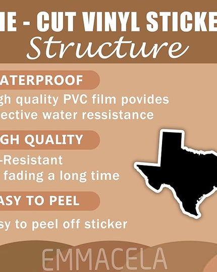(3PCS) Texas State Map Stickers, US State Stickers - Waterproof Vinyl Decals for Tumblers, Water Bottles, Laptops, Books, Scrapbooks, Great for Texas Lovers 3 x 3 Inch