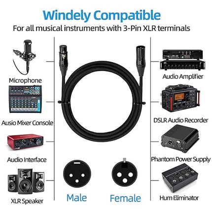 Premium XLR to XlR Cable (3 Feet 1-Pack) Noise-Canceling Balanced Wire Connector, 3 Pin XLR Microphone Cables Oxygen-Free Copper (OFC) Male to Female Mic Cord for Speaker Mixer, Studio,Podcast