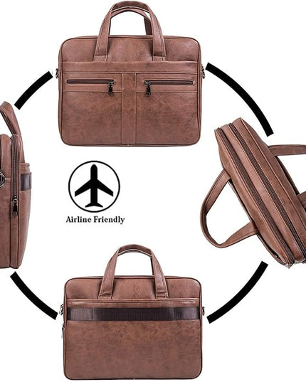 seyfocnia Men's Leather Messenger Bag, Laptop Briefcase Business Satchel Computer