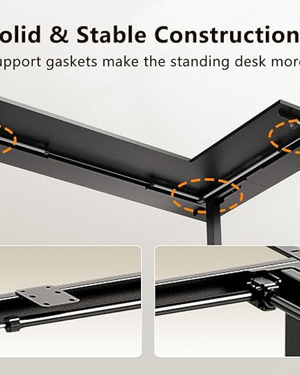 Casaottima 71 Inch Reversible Electric L Shaped Standing Desk, Height Adjustable Corner Stand up Desk, Ergonomic Large Lift Table for Home, Office, Workstation, Reception Room, Black