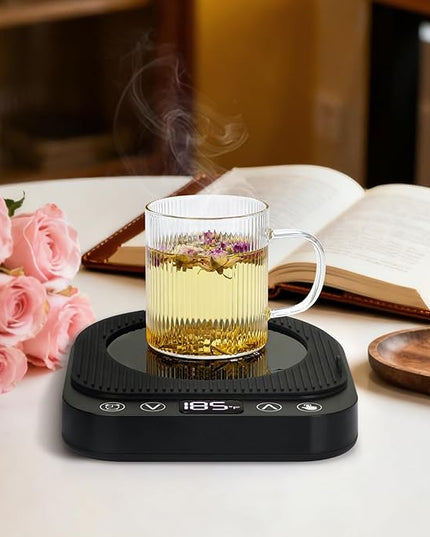 Anbanglin Smart Coffee Mug Warmer, 50W Fast Heating Coffee Warmer for Desk with 5 Temperature Control & 2-12H Auto Shut Off, Electric Large Panel Cup Warmer for Milk, Beverage, Candle, Matte Black