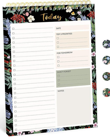 Taja To Do List Notepad - To Do List Notebook for Work with 52 Sheets, 9.8" x 6.5", Undated Daily Planner Perfect for Daily Tasks and Goal Setting, Notepad Suitable for Office, Home & School - Forest Bloom