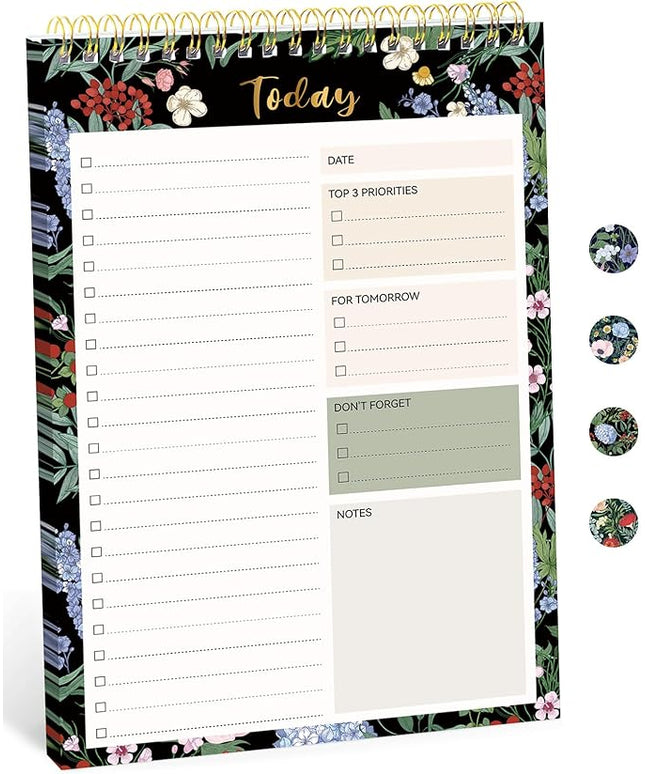 Taja To Do List Notepad - To Do List Notebook for Work with 52 Sheets, 9.8" x 6.5", Undated Daily Planner Perfect for Daily Tasks and Goal Setting, Notepad Suitable for Office, Home & School - Forest Bloom