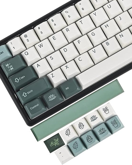 61-Key PBT Cherry Profile Keycaps 60 Percent Dye-sub with 6.25U Space Bar for Cherry MX Switch for 60% Mechanical Gaming Keyboard, Only Keycaps (72-Key Botanical)