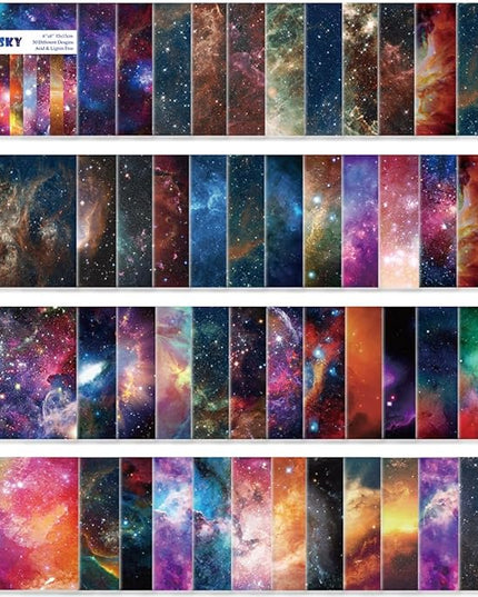 Origami Paper Kit 50 Sheets 70GSM 6 Inch Square Double Sided Color 50 Vivid Japanese Washi Chiyo Colors for Hand Crafts Origami Paper Arts Creativity.Galaxy