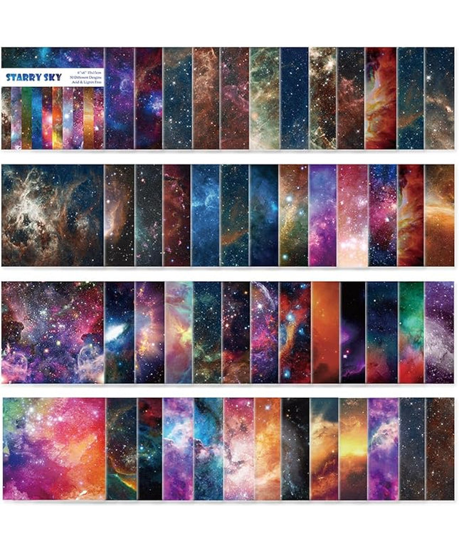 Origami Paper Kit 50 Sheets 70GSM 6 Inch Square Double Sided Color 50 Vivid Japanese Washi Chiyo Colors for Hand Crafts Origami Paper Arts Creativity.Galaxy