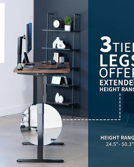 VIVO Electric 55 x 28 in Dual Motor Sit Stand Desk, Memory Height Adjustment, 2B Series, Rustic Vintage Brown Top Black Frame, DESK-KIT-2B55N
