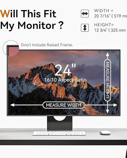 [5-Pack] 24 Inch Computer Privacy Screen for 16:10 Widescreen Monitor, Anti Glare Anti-UV Eye Protection Desktop PC LED Monitor Filter, Removable Anti-Scratch Screen Film 24in