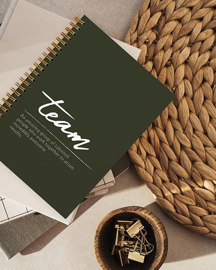 Olive Green Meeting Notebook for Work, Employee Appreciation Gifts, Team Gifts for Employees, Thank You Gifts for Women Men Leader Boss Mentor Manager Coworkers Going Away Retirement, 5.5"x8.3"