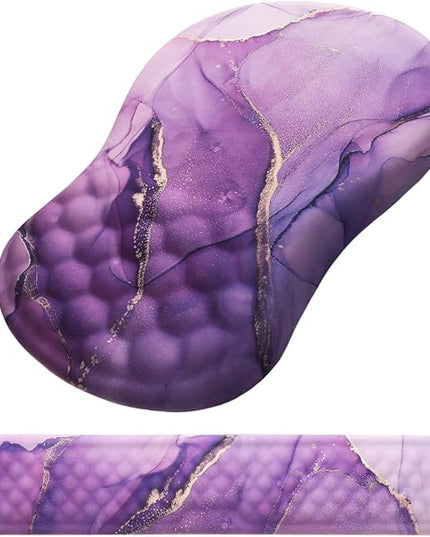 Mouse Pad Wrist Support, Laokiiy 2 in1 Keyboard Wrist Rest+ Ergonomic Mouse Pad, Non-Slip Wrist Rest for Computer Keyboard, Made Easy Typing & Relieve Wrist Pain(Amethyst Purple Marble)