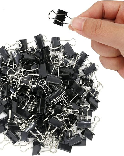 120 Pack Mini Binder Clips, Black Binder Clips, Small Paper Clips 15mm 5/8 Inch. Micro Size Office Clips for Home School Office and Business.