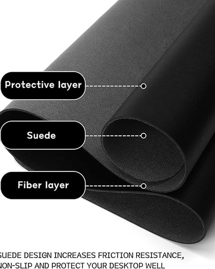YSAGi Non-Slip Leather Desk Pad, Waterproof Laptop Computer Desk Keyboard Mat, Table Protector Blotter Mat, Large Mouse Pad for Office/Work/Home/Decor(Black, 23.6" x 13.7")