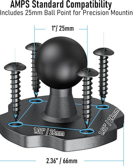Keuvirya Heavy Duty Tablet Mount for Truck & Vehicle, Drill Base Tablet Holder for Truck with Aluminum Arm, Compatible with 4.7"-12.9" Tablets/iPad/Phones, iPad Truck Mount for Dashboard, Walls, Boat