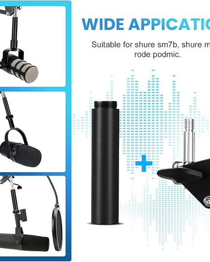 YOUSHARES Mic Stand Extension, 5/8" Female to 5/8" Male Microphone Extension Tube for Desk Stands(3.15 in)