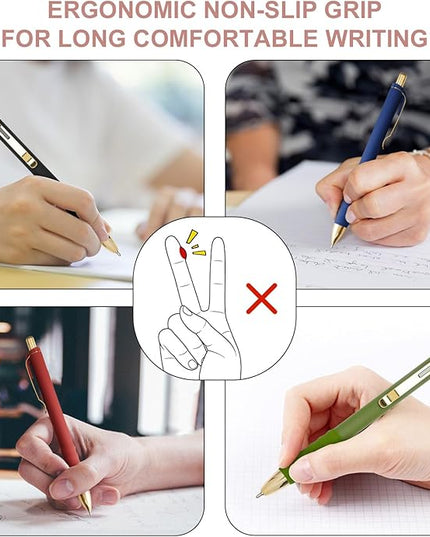 Linbsunne Ballpoint Pens Black Medium Point 1mm Pen with Super Soft Grip Ball Point Pen for Men Women Retractable Pens (Vintage-12 pcs)