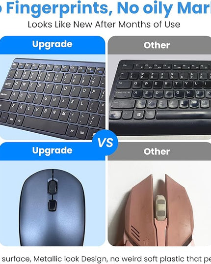 Wireless Keyboard and Mouse Combo,2.4G USB Ultra Slim Quiet Full Size Matte PC Computer Keyboard & Mice,3 DPI,19 Multimedia Key,Lag-Free Ergo,Long Battery Life for Desktop,Laptop,Smart TV,MAC,Windows