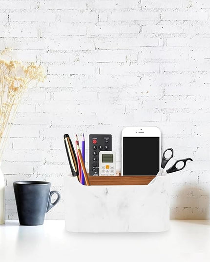 SZYRL Desk Organizers, Marble Remote Holders for Table, Modern Office Controller Pen Phone Holder Organizer, Stylish Caddy and Storage Accessories for Bedside Nightstand Desktop Coffee Table