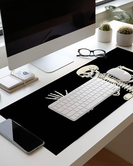 Mouse Pad Gaming Mousepad 31.5 x 11.8 Inch Large Keyboard Desktop Mat Diatomite XL Mouse Pad for Home and Office Desk Accessories with Cartoon Skeleton Line Art Design
