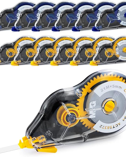 M&G 12 pack 68.9 Feet correction tape,826.8FT/ 252M in total, Correction tape bulk for Office, Note Taking, Journal,Easy to Use Applicator for Instant Corrections