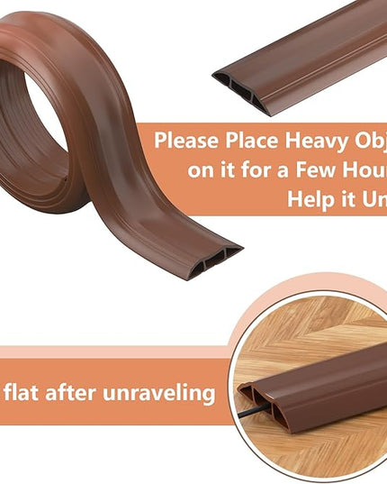 AGPTEK Heavy Duty Floor Cable Cover Cable Protector, 6.5 Ft Floor Cord Protector 3 Channels Floor Cord Cover (Mid Channel 0.93") Contains Cords, Cables and Wires, Good for Office, Home, or Outdoor