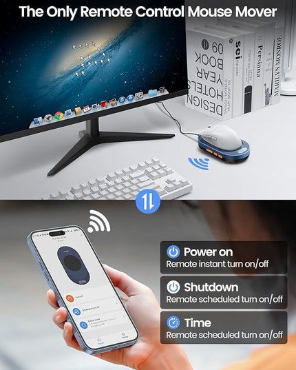 Vaydeer M4 Utra Mouse Mover with APP, Undetectable Mouse Jiggler Device with Remote Control and Timer Function, Driver-Free Shaker Wiggler Mouse Movement Simulation for Computer Awakening-Blue