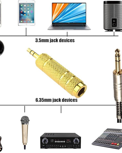 WISYIFIL 1/4 to 3.5mm Auxiliary Audio Adapter, Gold Plated, Resist Corrosion, Good Anti-Interference, Low Signal Attenuation, Durable, Male to Female Connector, 2 Pack