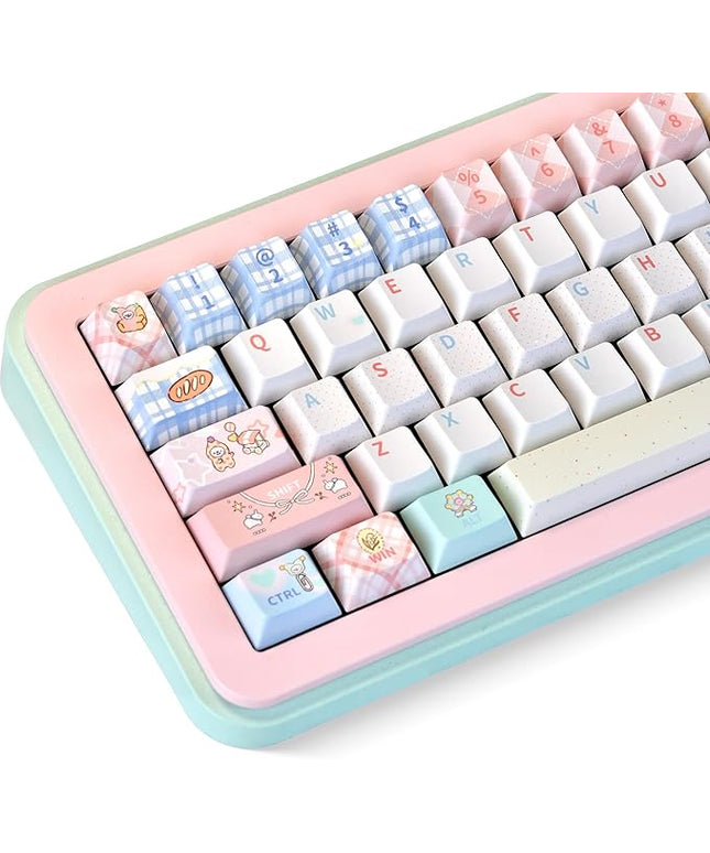 XVX PBT Keycaps 75 Percent, 157 Keys Cute Dye-Sub Keycap Set, Cherry Profile Keyboard Keycaps with Custom Transparent Key caps Compatible with Most ANSI Layout MX Switches Mechanical Keyboard