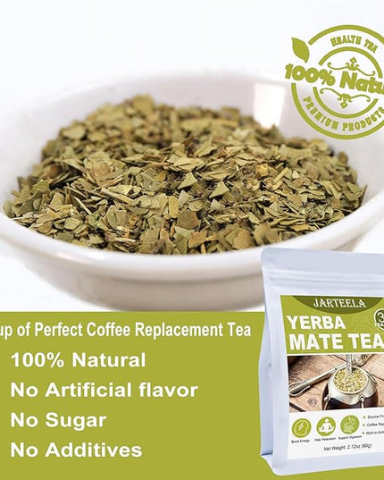 Jarteela - Yerba Mate Tea Bag, 2g x 30 Count - Unsmoked Mate Tea from Argentina - Yerba-mate Tea Bags for Relaxation - Perfect Coffee Replacement