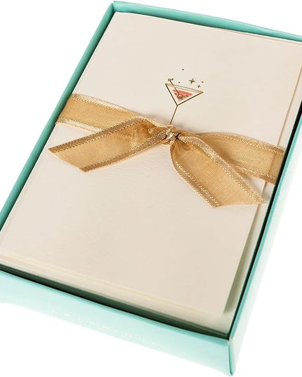 Graphique Pink Martini Cards, Pack of 10 Cards with Envelopes, All Occasion Greetings, Blank Inside, Gold Foil Embossing, La Petite Press Collection Boxed Set, 3.25" x 4.75"