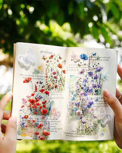 Obujopal 160 Pcs Wildflower Stickers, Waterproof Botanical Stickers for Scrapbooking Junk Journal Notebook Planner Card Making Collage Envelope Phone Case Craft Projects